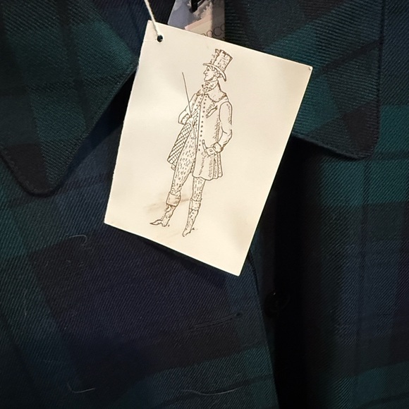 KORS Michael Kors Raincoat MacIntosh Coat Green Blue Plaid Coat M NWT **vintage - Picture 5 of 14